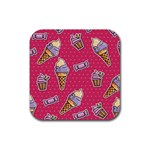 Seamless Pattern Patches With Ice Cream Rubber Coaster (Square)  Front