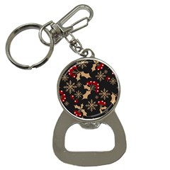 Christmas Pattern With Snowflakes Berries Bottle Opener Key Chain by Vaneshart