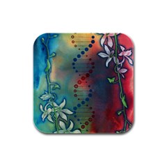 Flower Dna Rubber Square Coaster (4 Pack)  by RobLilly