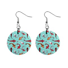 Pattern With Koi Fishes Mini Button Earrings by BangZart