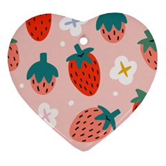Strawberry Seamless Pattern Heart Ornament (two Sides) by BangZart