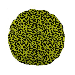 Leopard Spots Pattern, Yellow And Black Animal Fur Print, Wild Cat Theme Standard 15  Premium Round Cushions by Casemiro