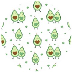 Cute Seamless Pattern With Avocado Lovers Wooden Puzzle Round by BangZart
