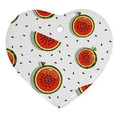 Seamless-background-pattern-with-watermelon-slices Heart Ornament (two Sides) by BangZart