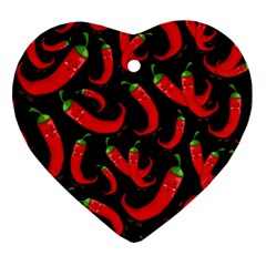 Seamless Vector Pattern Hot Red Chili Papper Black Background Heart Ornament (two Sides) by BangZart