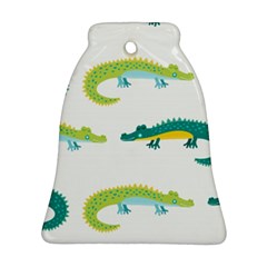 Cute Cartoon Alligator Kids Seamless Pattern With Green Nahd Drawn Crocodiles Bell Ornament (two Sides) by BangZart