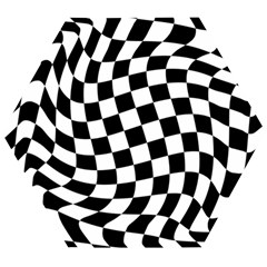 Weaving Racing Flag, Black And White Chess Pattern Wooden Puzzle Hexagon by Casemiro
