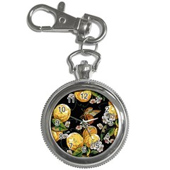 Embroidery Blossoming Lemons Butterfly Seamless Pattern Key Chain Watches by BangZart
