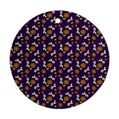 Clown Ghost Pattern Purple Round Ornament (two Sides) by snowwhitegirl