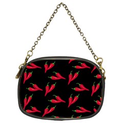 Red, Hot Jalapeno Peppers, Chilli Pepper Pattern At Black, Spicy Chain Purse (one Side) by Casemiro