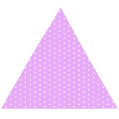 White Polka Dot Pastel Purple Background, Pink Color Vintage Dotted Pattern Wooden Puzzle Triangle by Casemiro