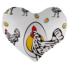 Roseanne Chicken, Retro Chickens Large 19  Premium Heart Shape Cushions by EvgeniaEsenina
