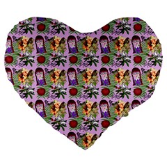 Purple Glasses Girl Pattern Lilac Large 19  Premium Flano Heart Shape Cushions by snowwhitegirl