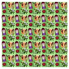 Purple Glasses Girl Pattern Green Wooden Puzzle Square by snowwhitegirl