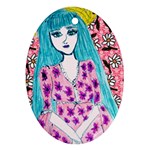 Blue Haired Girl Wall Ornament (Oval) Front
