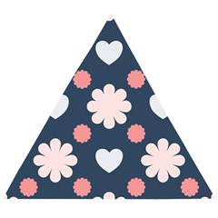 Flowers And Hearts  Wooden Puzzle Triangle by MooMoosMumma