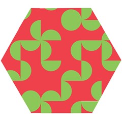 Retro Red And Greren Wooden Puzzle Hexagon by MooMoosMumma