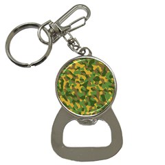 Yellow Green Brown Camouflage Bottle Opener Key Chain by SpinnyChairDesigns