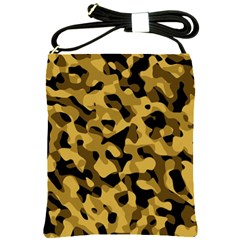Black Yellow Brown Camouflage Pattern Shoulder Sling Bag by SpinnyChairDesigns