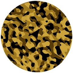 Black Yellow Brown Camouflage Pattern Wooden Puzzle Round by SpinnyChairDesigns