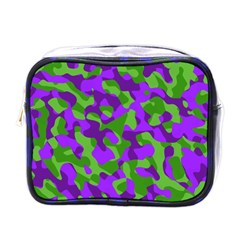 Purple And Green Camouflage Mini Toiletries Bag (one Side) by SpinnyChairDesigns