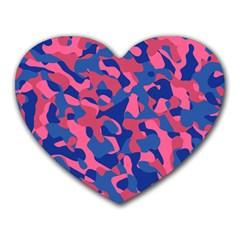 Blue And Pink Camouflage Pattern Heart Mousepads by SpinnyChairDesigns