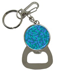 Blue Turquoise Teal Camouflage Pattern Bottle Opener Key Chain by SpinnyChairDesigns