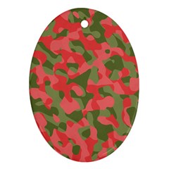 Pink And Green Camouflage Pattern Oval Ornament (two Sides) by SpinnyChairDesigns
