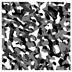 Black And White Camouflage Pattern Wooden Puzzle Square by SpinnyChairDesigns