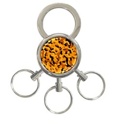 Orange And Black Camouflage Pattern 3-ring Key Chain by SpinnyChairDesigns