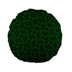 Green Intricate Pattern Standard 15  Premium Round Cushions by SpinnyChairDesigns
