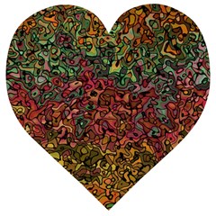 Stylish Fall Colors Camouflage Wooden Puzzle Heart by SpinnyChairDesigns
