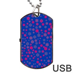 Bisexual Pride Tiny Scattered Flowers Pattern Dog Tag Usb Flash (one Side) by VernenInk