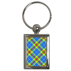Clown Costume Plaid Striped Key Chain (rectangle) by SpinnyChairDesigns