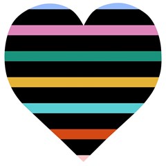 Colorful Mime Black Stripes Wooden Puzzle Heart by tmsartbazaar