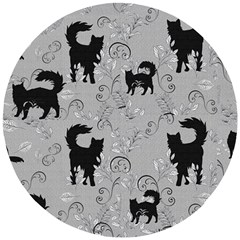 Grey Black Cats Design Wooden Puzzle Round by Abe731