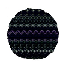 Boho Navy Teal Violet Stripes Standard 15  Premium Round Cushions by SpinnyChairDesigns