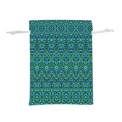 Boho Teal Green Blue Pattern Lightweight Drawstring Pouch (m) by SpinnyChairDesigns