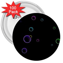 Bubble In Dark 3  Buttons (100 Pack)  by Sabelacarlos