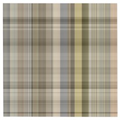 Beige Tan Madras Plaid Wooden Puzzle Square by SpinnyChairDesigns