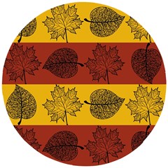 Autumn Leaves Colorful Nature Wooden Puzzle Round by Mariart