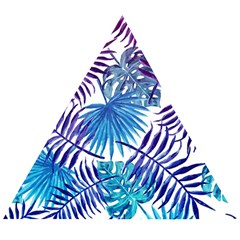 Blue Tropical Leaves Wooden Puzzle Triangle by goljakoff