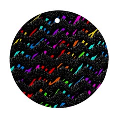 Rainbowwaves Round Ornament (two Sides) by Sparkle