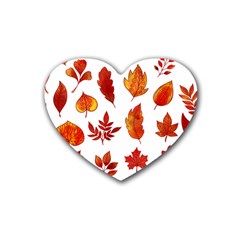 Autumn Pattern Heart Coaster (4 Pack)  by designsbymallika
