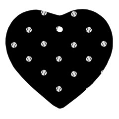 Black And White Baseball Motif Pattern Heart Ornament (two Sides) by dflcprintsclothing