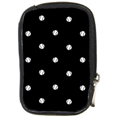 Black And White Baseball Motif Pattern Compact Camera Leather Case by dflcprintsclothing