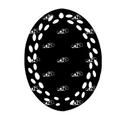Formula One Black And White Graphic Pattern Oval Filigree Ornament (two Sides) by dflcprintsclothing