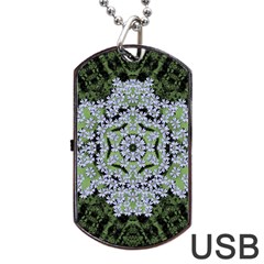 Calm In The Flower Forest Of Tranquility Ornate Mandala Dog Tag Usb Flash (two Sides) by pepitasart
