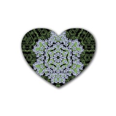 Calm In The Flower Forest Of Tranquility Ornate Mandala Rubber Coaster (heart)  by pepitasart