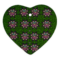 Star Over The Healthy Sacred Nature Ornate And Green Heart Ornament (two Sides) by pepitasart